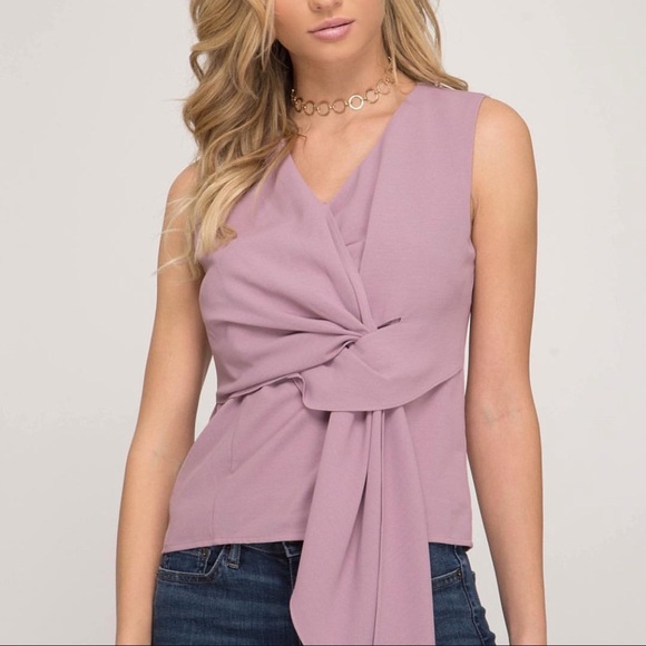 She + Sky Tops - She & Sky Mauve Pink Sleeveless Top